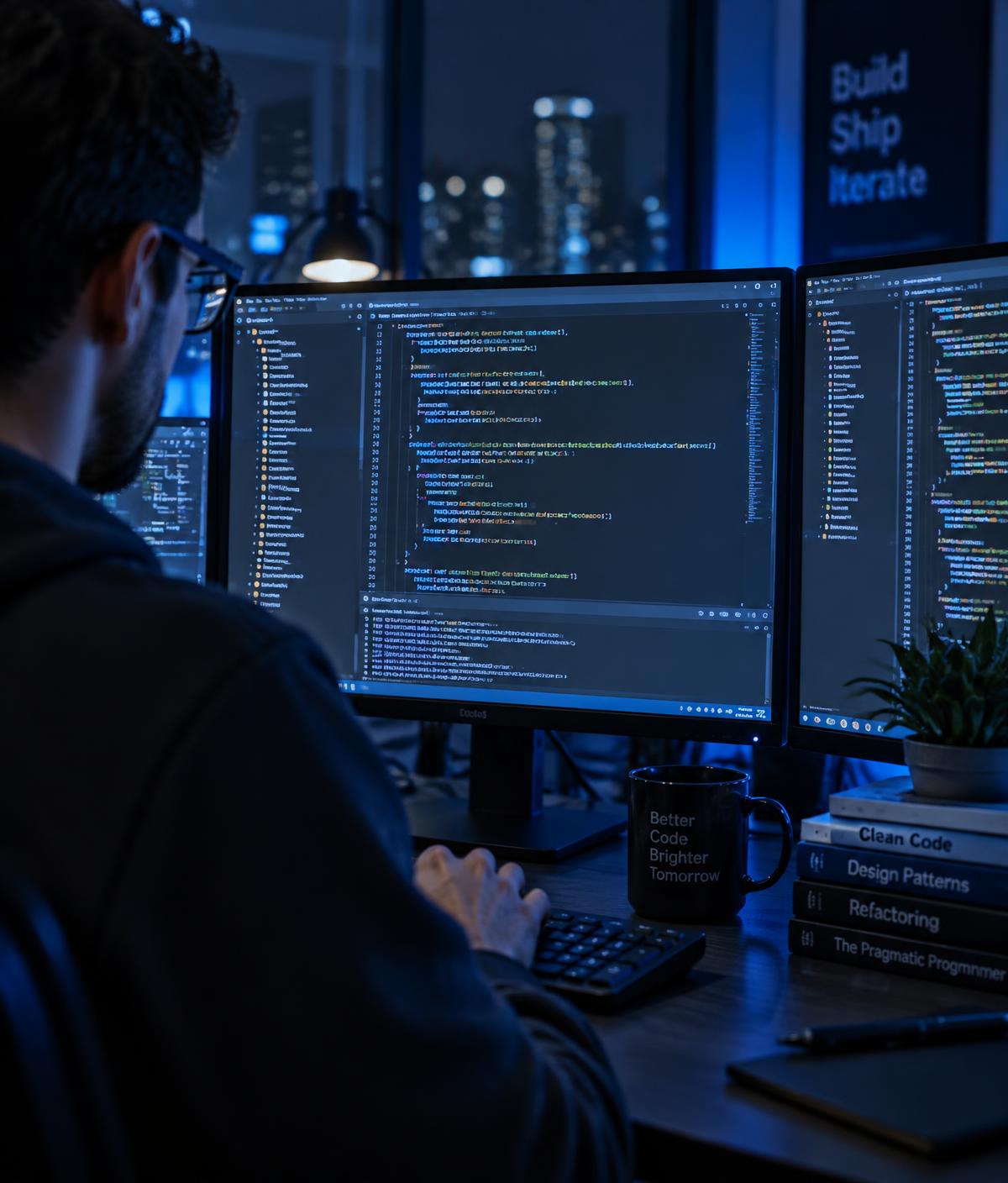 Developer writing code